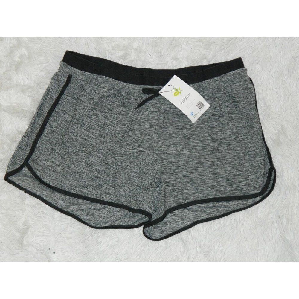 Riboom Shorts Gray Marbled Women's Running Active Double Layer Yoga Large